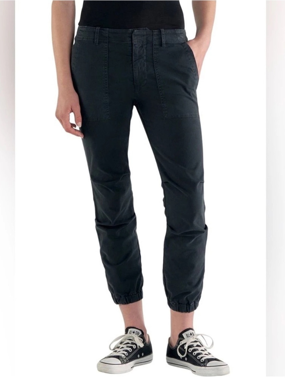 Nili Lotan Black Cropped Cargo Jogger Pants